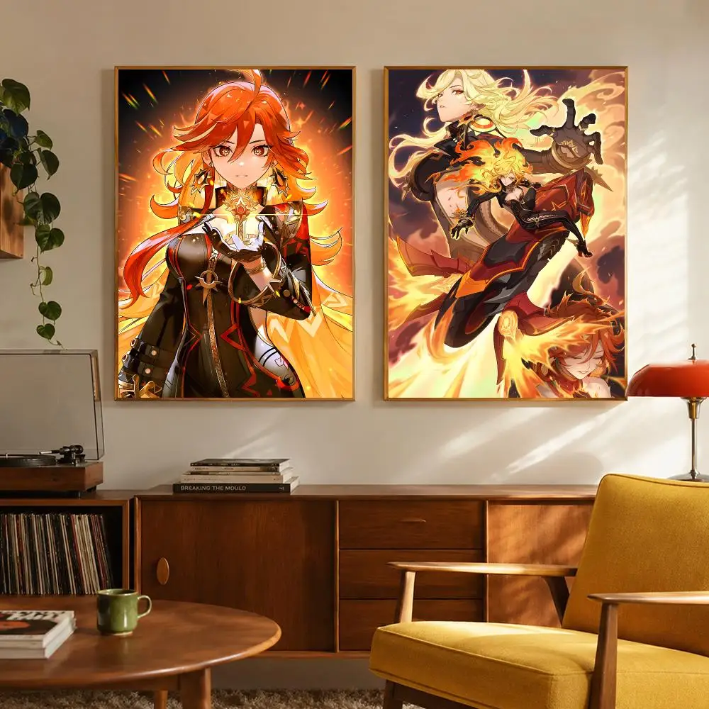 Game Character G-Genshin Impact Mavuika Poster Digital Solvent Print Waterproof PP Fade-Resistant Wall Art Room Decor Gift