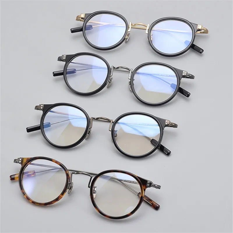 Japanese Handmade Brand Design Retro Round Titanium Glasses Frame Men Eyeglasses Frames Women Classic Spectacles Eyewear Oculos