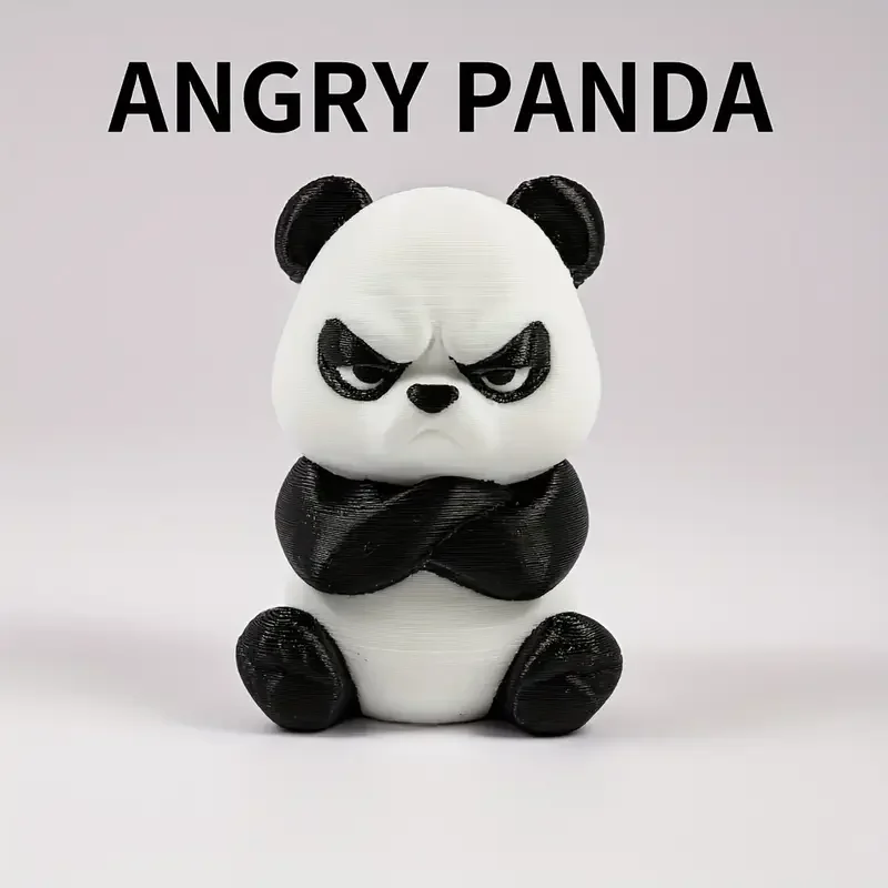 Estatueta de panda irritado impressa em 3D adorável panda mal-humorado ornamento de mesa para prateleira de escritório em casa divertido presente colecionável para amantes de panda