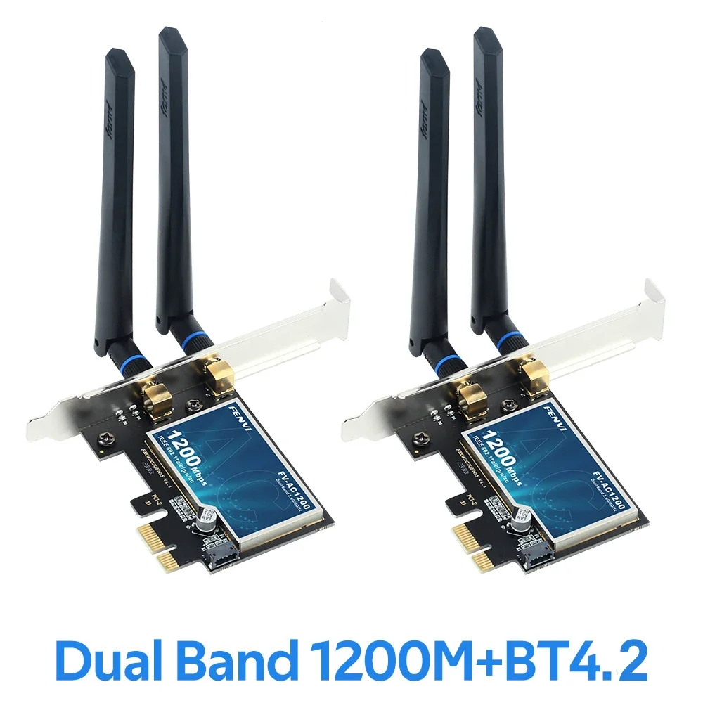 

AC1200 PCI-E WiFi Adapter WiFi Card BT4.2 1200Mbps Dual Band 802.11ac Networking Upgrade 7 8 10 11 Desktop