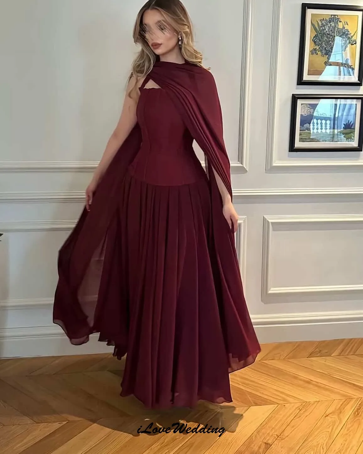 

Burgundy Halter Prom Dresses 2025 Elegant Women Party Dress Formal Gowns For Women Chiffon A-Line Evening Dresses Customized