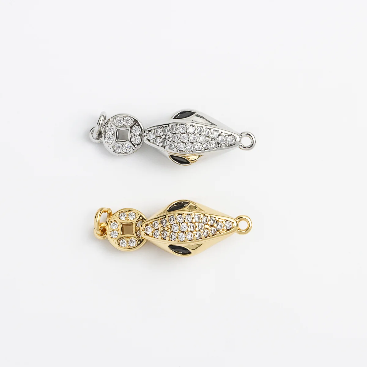 1 Piece Zircon Inlaid Snake Head Ingot Push Button Necklace Bracelet Connecting Buckle DIY Jewelry Making Material Accessories