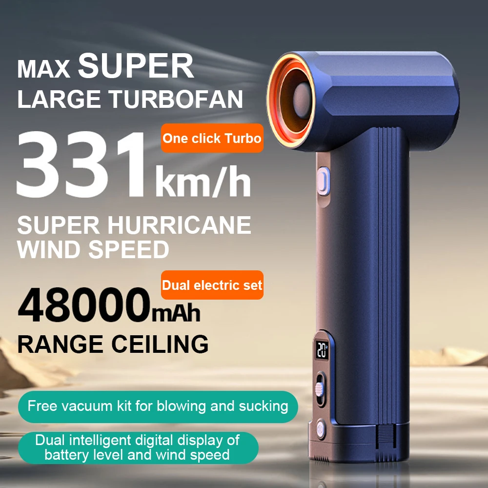 

785W Super Large Turbofan Handheld Violent Fan Turbo Wind Speed Over 85000RPM&900g Stepless Speed Regulation Car Water Blower