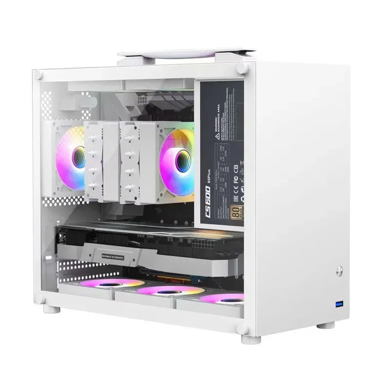 S1 ITX Mini Gaming PC Case Tempered Glass Side Panel Portable MATX Desktop Chassis