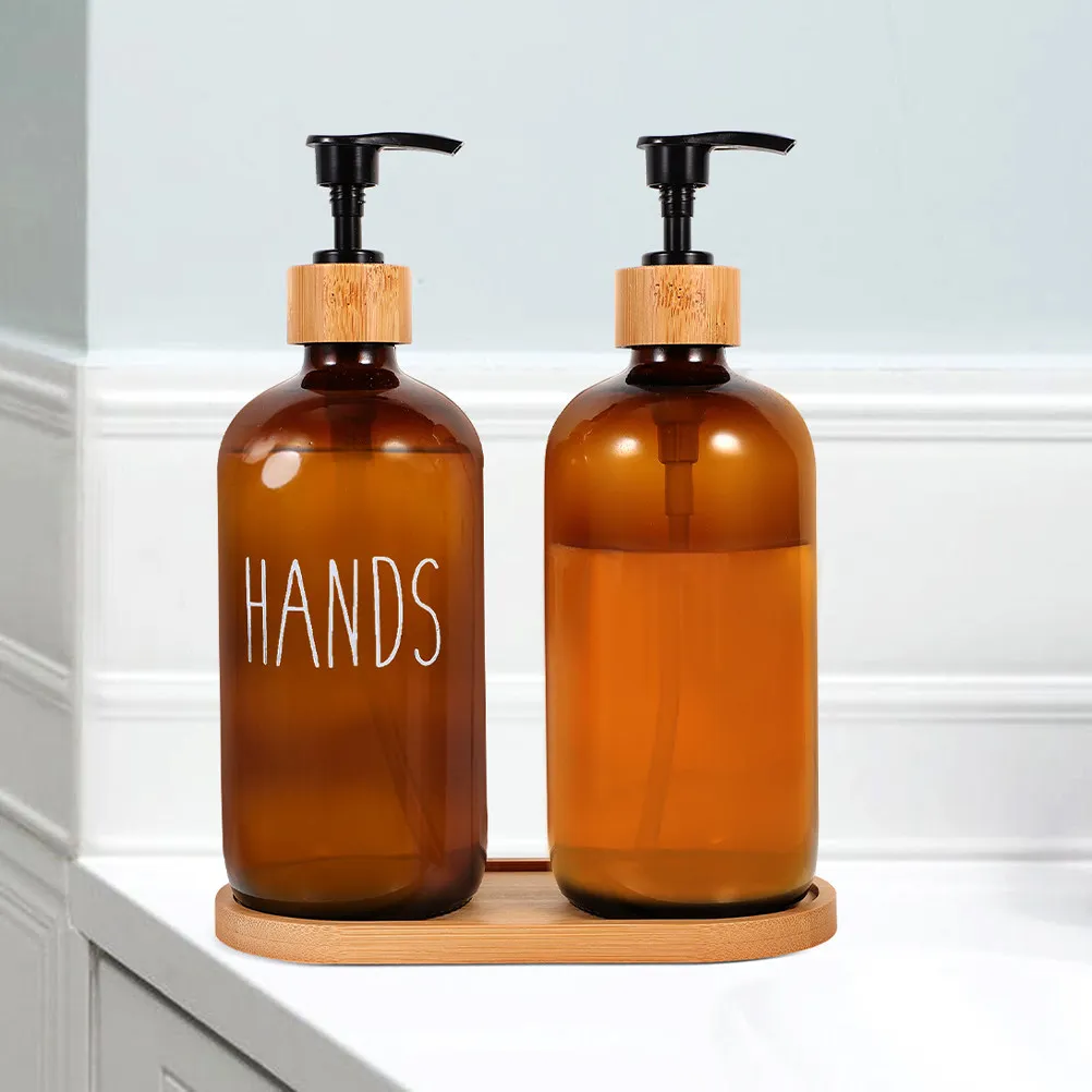 500Ml Refillable Glass Soap Dispenser for Kitchen Sink Bathroom Hand Soap Liquid Shampoo Shower Gel Dispenser Pump Bottle view 5
