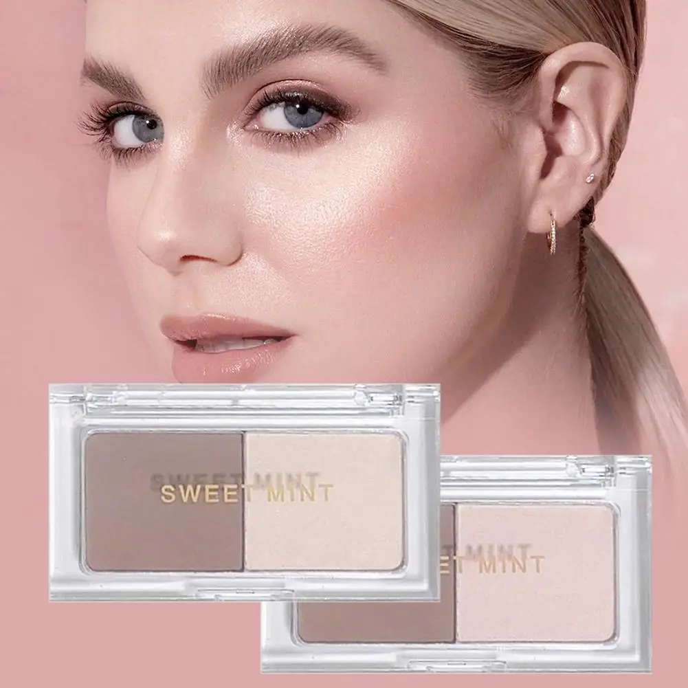 Palette di contorni per evidenziatori opachi Bronzer bicolore Lasting Face Gloss Shadow Powder Brighten Makeup Palette per naso Contour H Q8H8