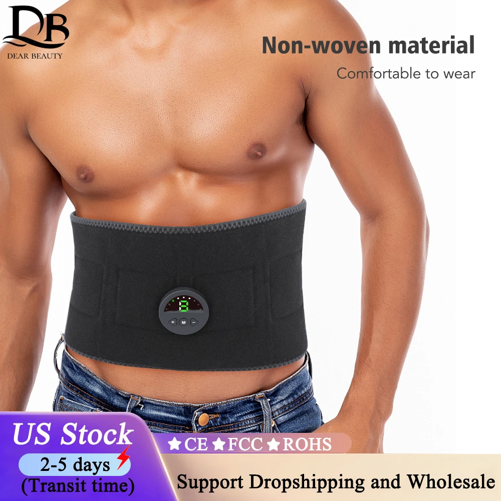 

US Stock Abdominal Massager Muscle Toner Abdominal Toning Belt Electric USB Recharge Fitness Training Gear Ab Trainer Fitness