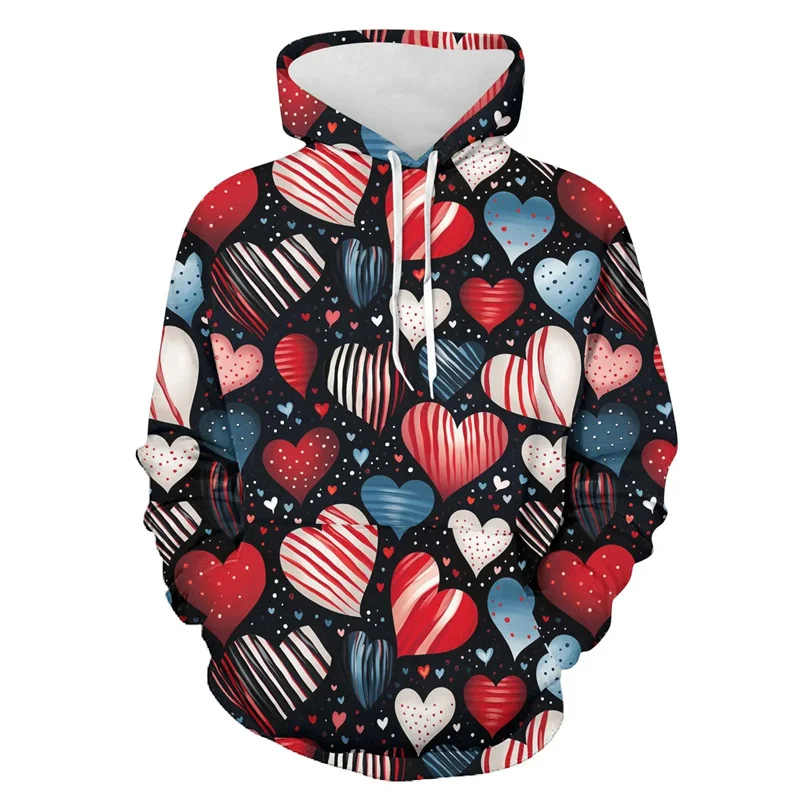 

Happy Valentine's Day Hoodie For Men Women Lovers 3D Print Pullovers Fashion Harajuku Hoodies Tops Long Sleeves Loose Sweatshirt