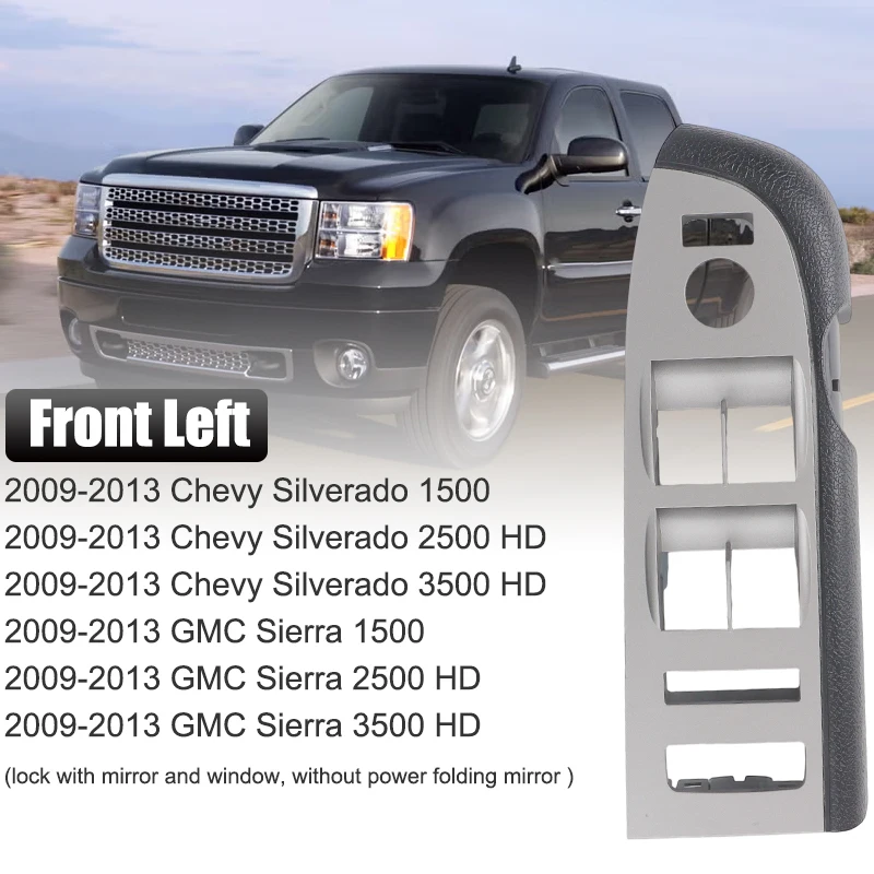

Window Switch Bezel Cover Front Left Side Door Control Switch Panel Trim For Chevrolet Silverado GMC Sierra 2010-2014 22968506