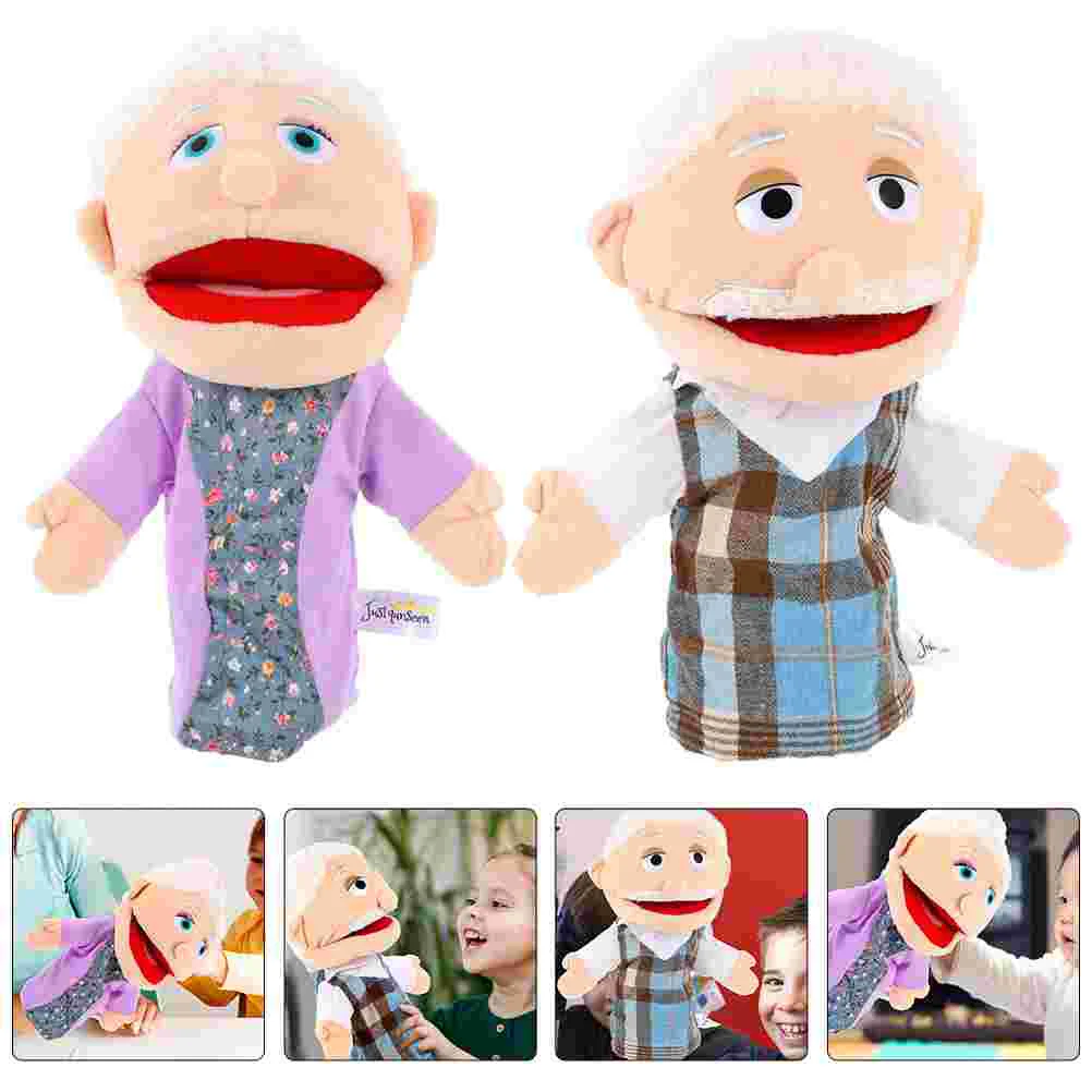2 Pcs Character Hand Puppet Puppets Lifelike Toy Plush Figure Toys Manual Cotton DIY for Adults Creative Child Baby