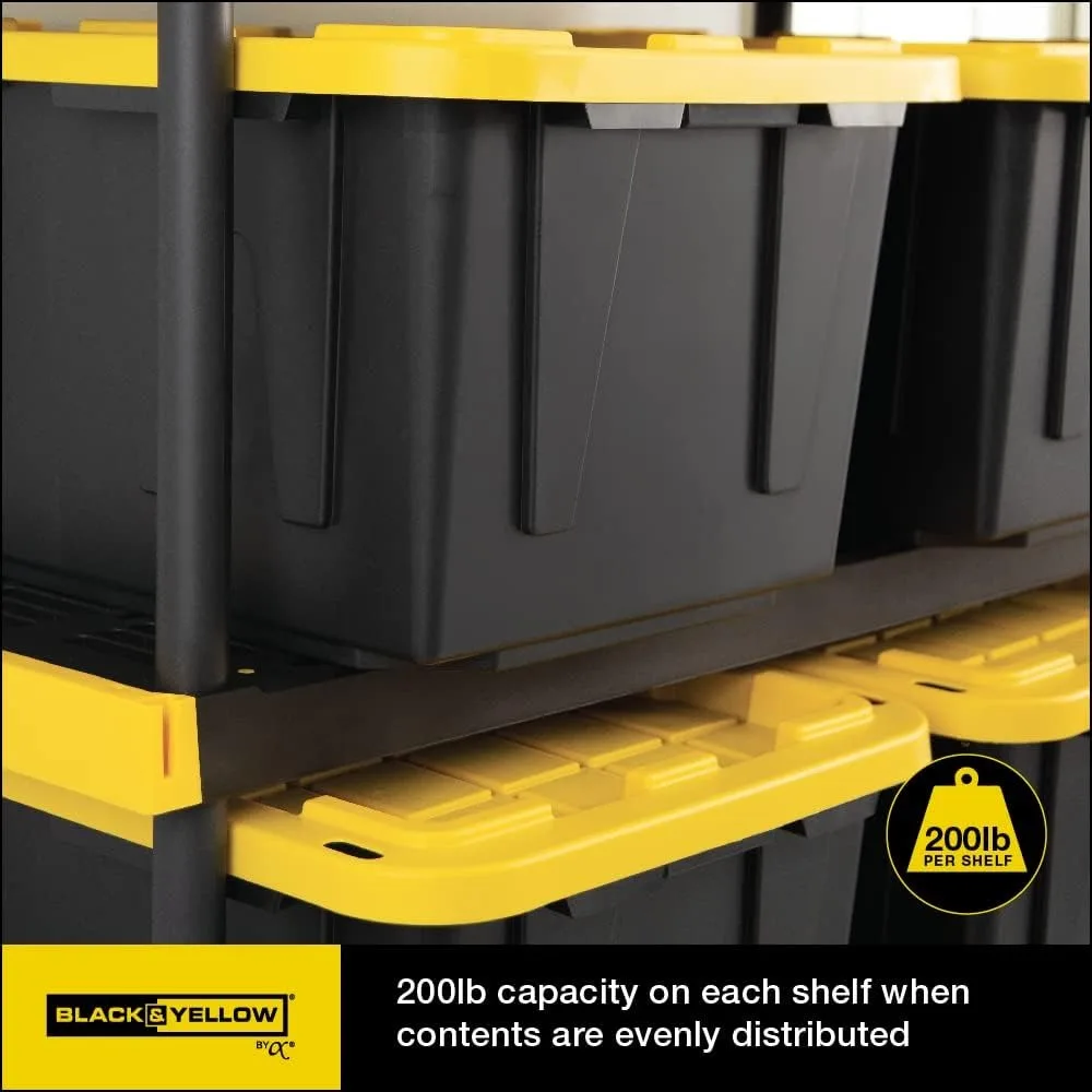 Durable Heavy Duty Shelving Unit with 27 Gallon Storage Containers, 4-Pack for Long-Lasting Organization