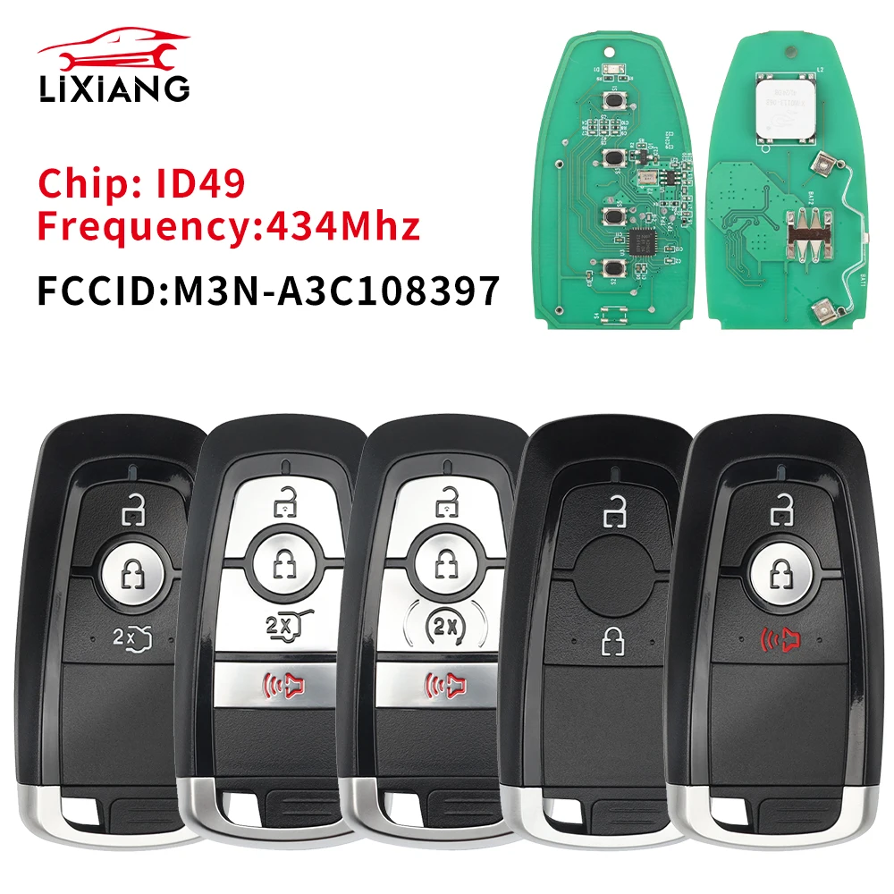 

LIXIANG M3N-A3C108397 Смарт-ключ дистанционного управления для Ford Expedition Explorer Mustang F150 F250 F350 F450 F550 F600 F750 433 МГц ID49 чип