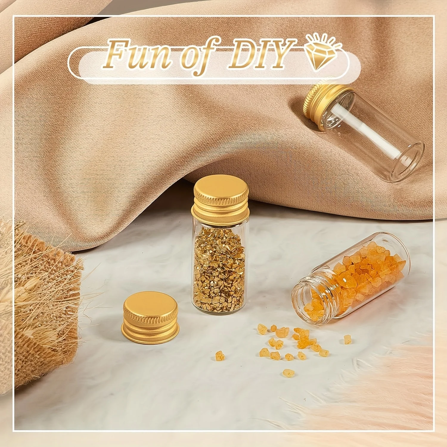 10/15/20/25/30 زجاجات صغيرة شفافة، زجاجات صغيرة مع أغطية معدنية من الألومنيوم، برطمانات صغيرة، زجاجات صغيرة فارغة مع أغطية