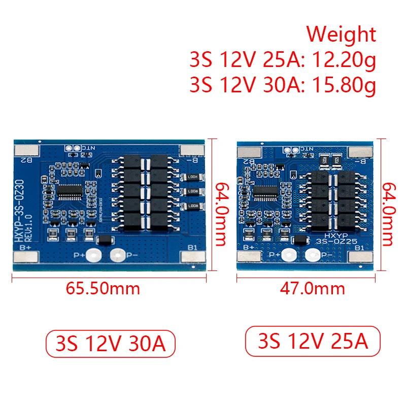 3S 12V 25A 30A BMS 18650 Lithium Battery Protection Board 11.1V 12.6V Anti-Overcharge With Balance And Temperature Control