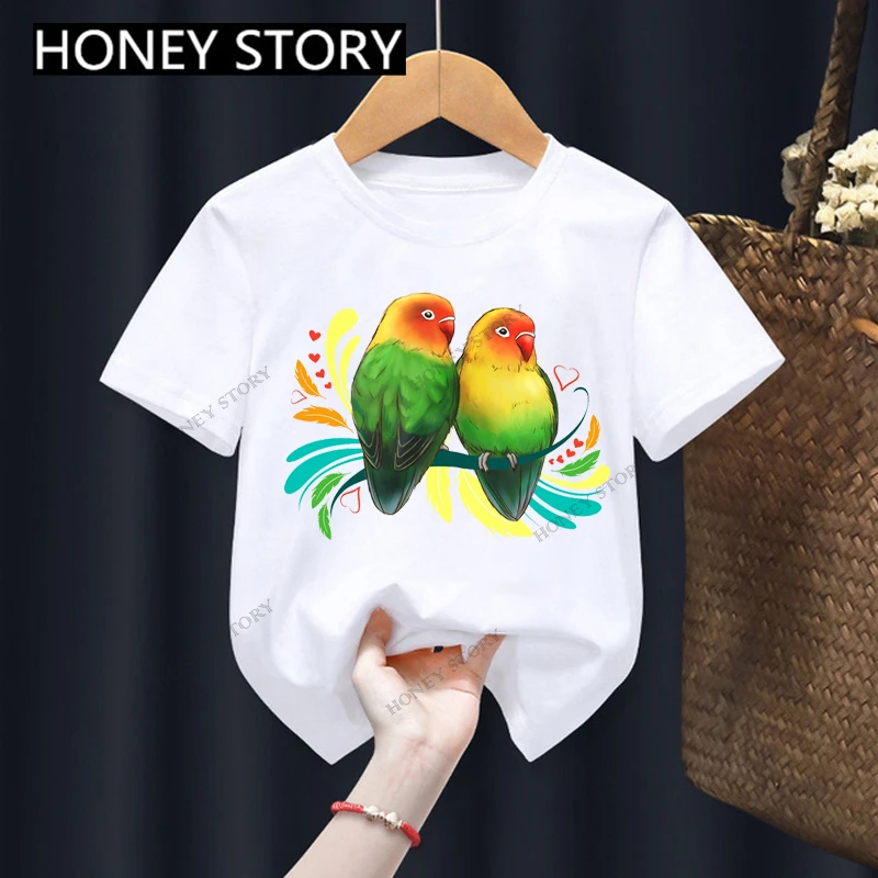 

Parrot Kids T Shirt Cute Cartoon Parrot Print Short Sleeve Baby T-shirt for Boys and Girls Clothes One Piece