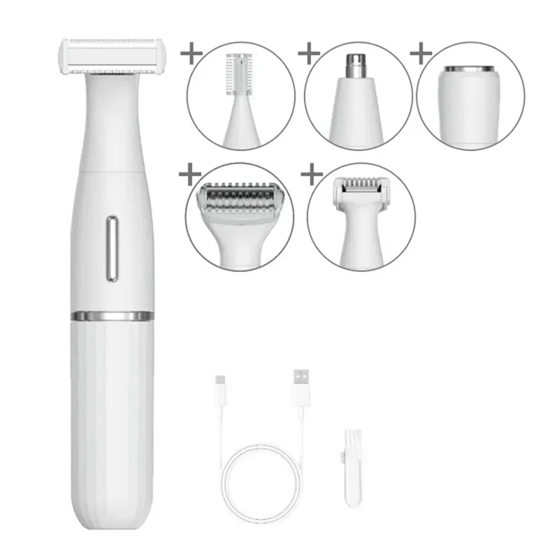 6 In 1 Intimate Area Precision Shaver, Bikini Line, Sensitive Shaving Balls, Pubic Hair Shaver Face Nose Beard Trimmer Durable