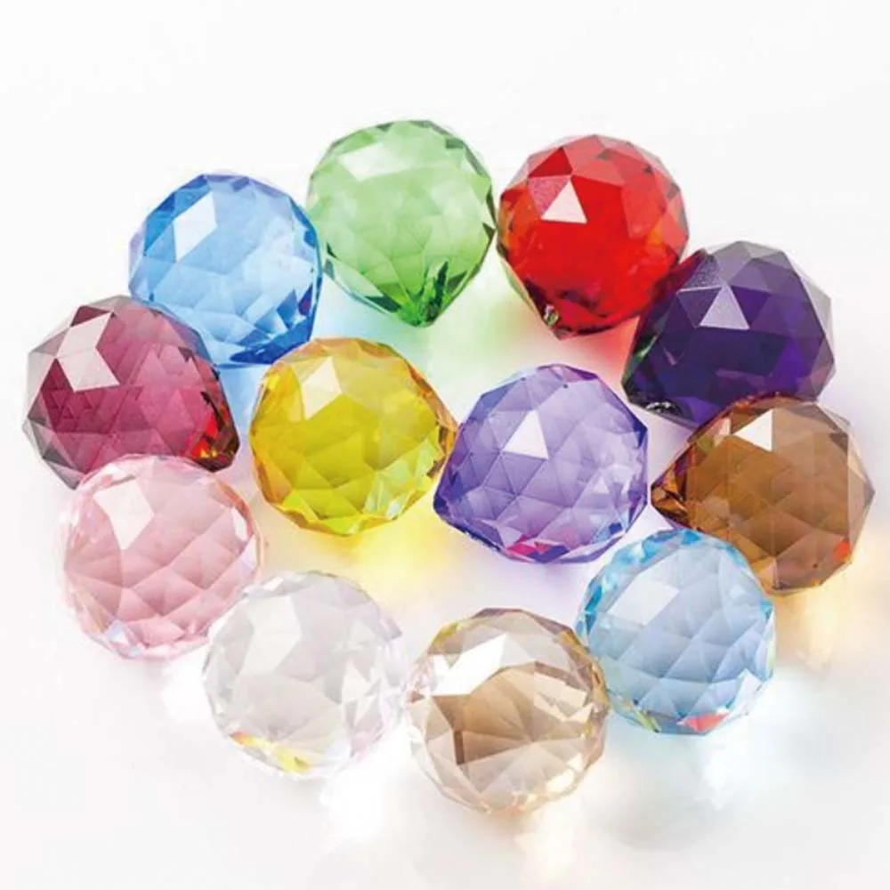 20mm Colored Crystal Chandelier Ball Glass Pendant Feng shui Prism Porch Partition Bead Curtain Home Wedding Party Decoration