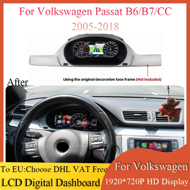 

10.25" Central Control Digital Instrument Cluster CockPit Speedometer Interior Dashboard For Volkswagen Passat Magotan B6 B7 CC