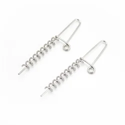 20pcs Soft Fishing Bait Connector Pesca 45/60MM Worms Lure Spring Lock Pins To Fixed Latch Needle Soft Lures Accessories