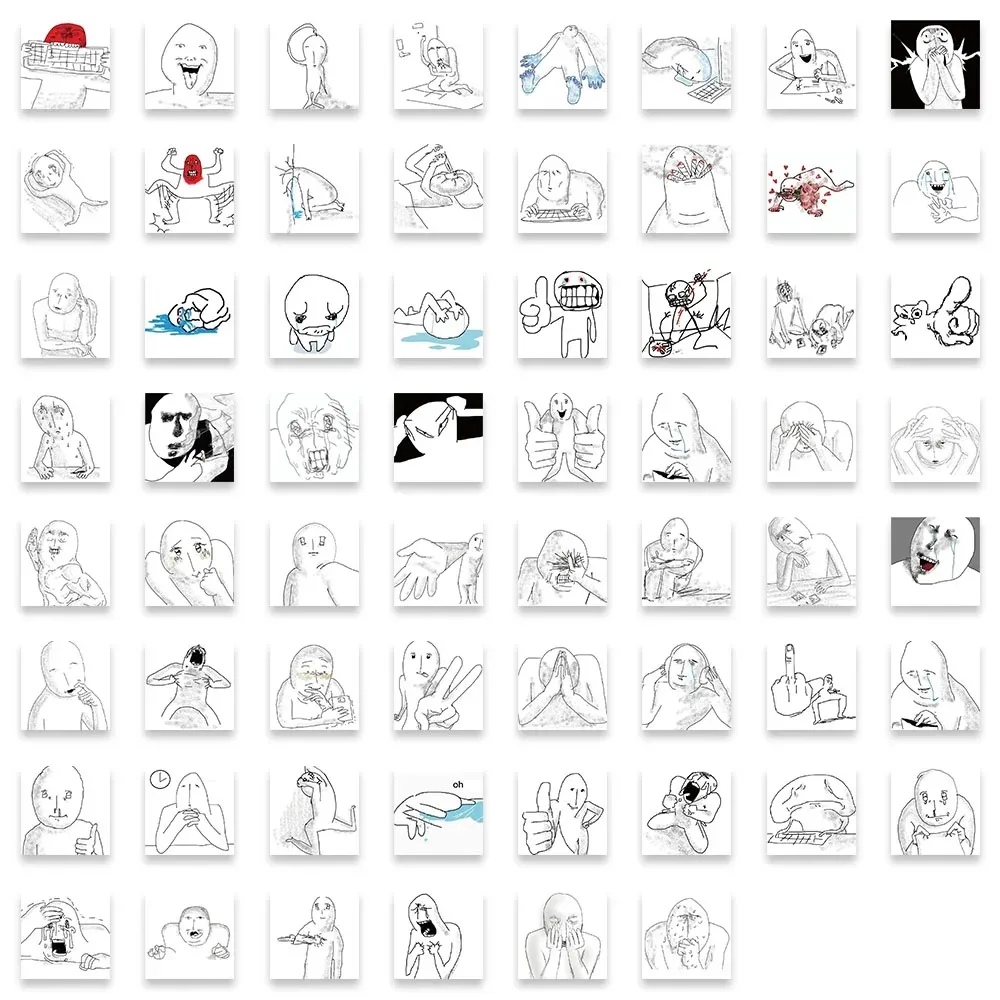 10/30/62pcs Emotional Breakdown Mental State Meme Sticker Funny Sticker Scrapbook DIY Child Phone Stationery Supply for Kid Toys view 5