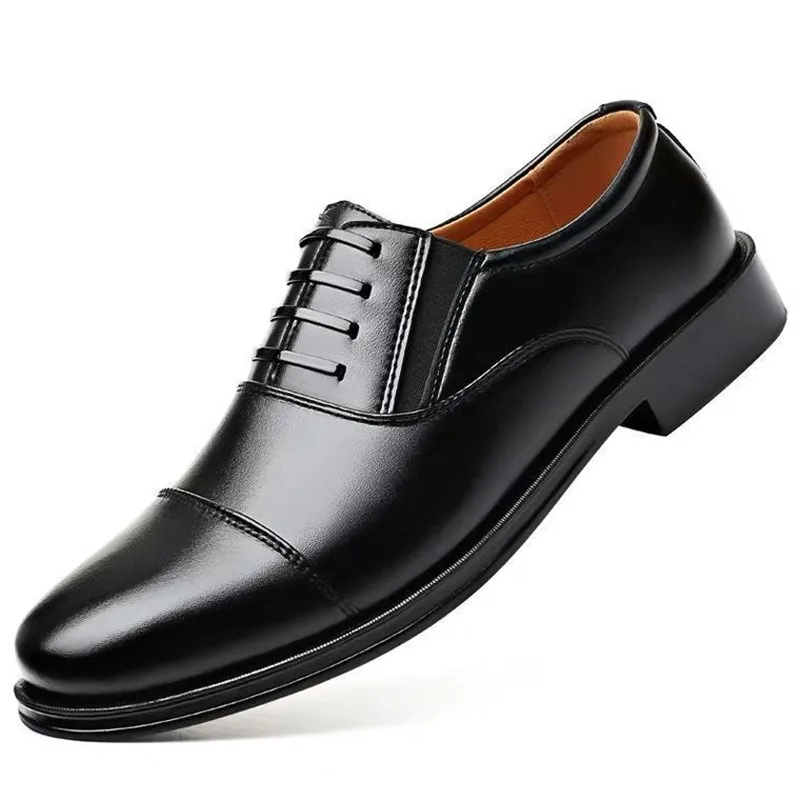 Leather Shoes Men's Spring Fashion Soft Slip Resistant Wear-resistant Midlife Dad Shoes Adult Gentleman Single Shoes Men Shoe PU