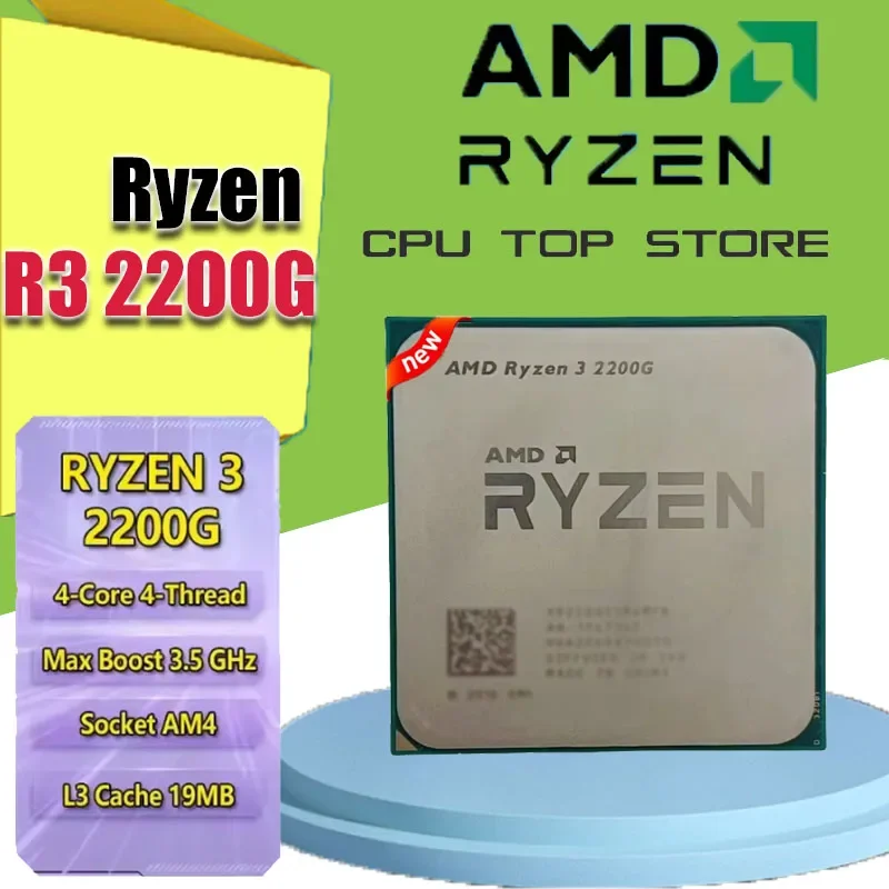 CPU AMD Ryzen 3 2200G de Cuatro Núcleos y Cuatro Subprocesos a 3.5 GHz Zen, Usado, YD2200C5M4MFB, Socket AM4, para Juegos y Computación General