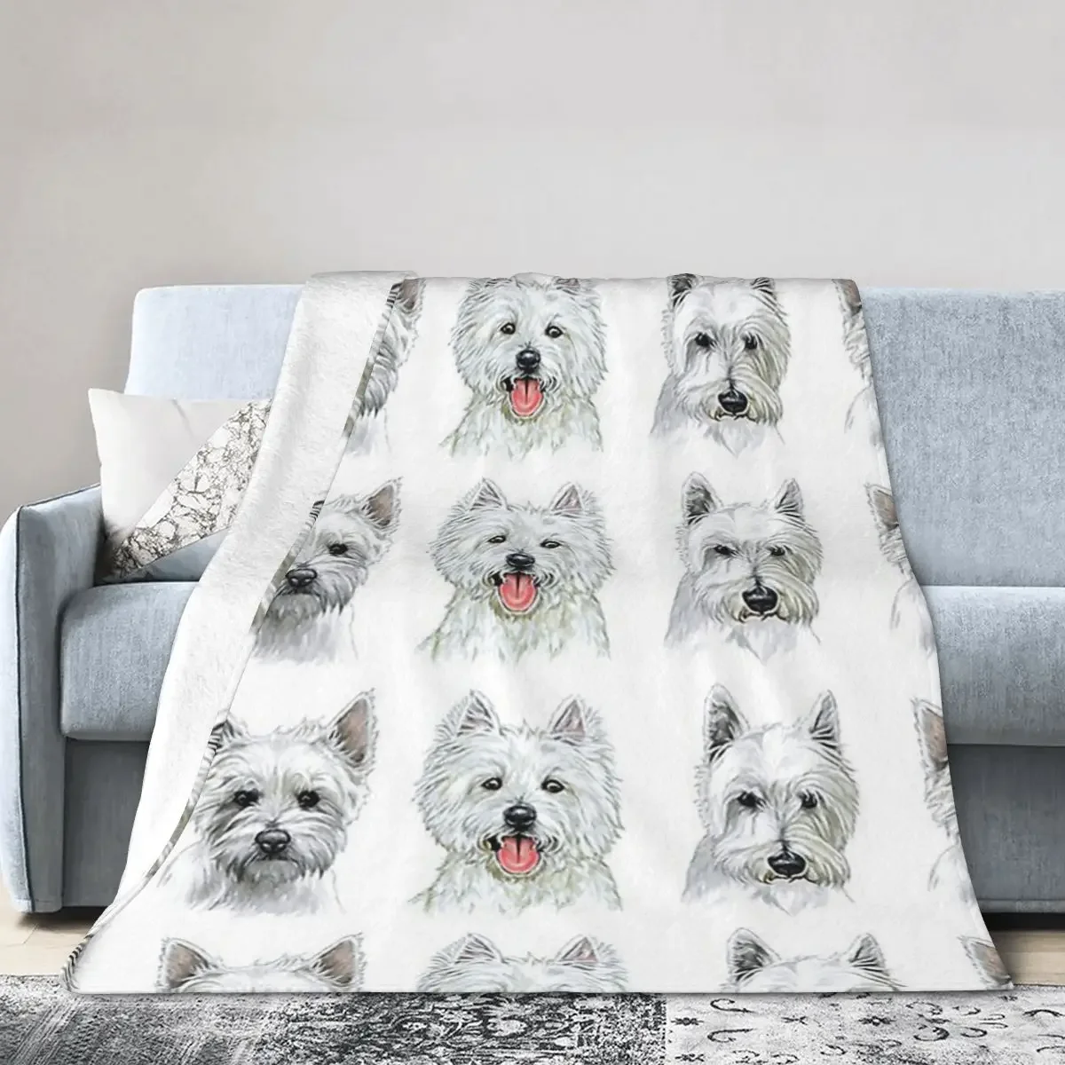 Westies Blankets Soft Warm Flannel Throw Blanket Cover for Bed Living room Picnic Travel Home Couch