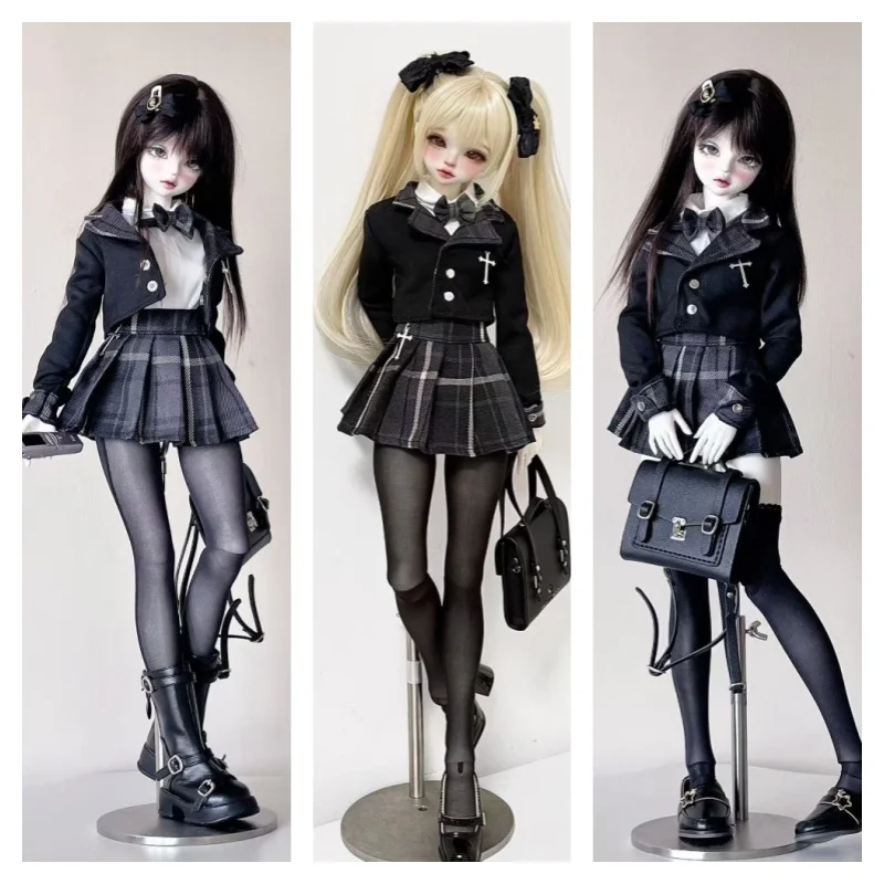 

Одежда для кукол BJD для кукол 1/4, черный комплект униформы, аксессуары для одежды для кукол (без куклы, без сумки)