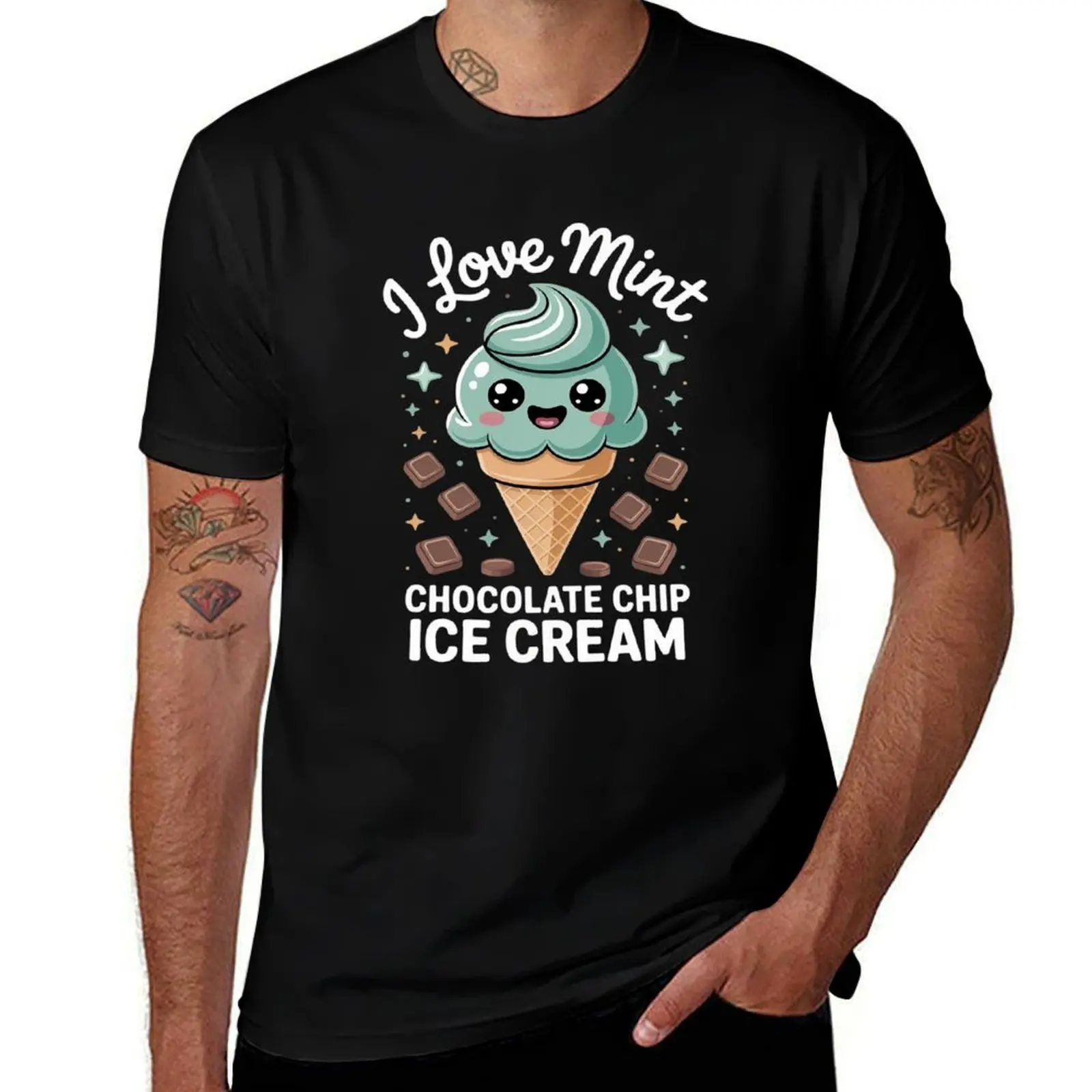 

I Love Mint Chocolate Chip Ice Cream Kawaii T-Shirt cheap stuff Funny t-shirt shirts graphic tee men
