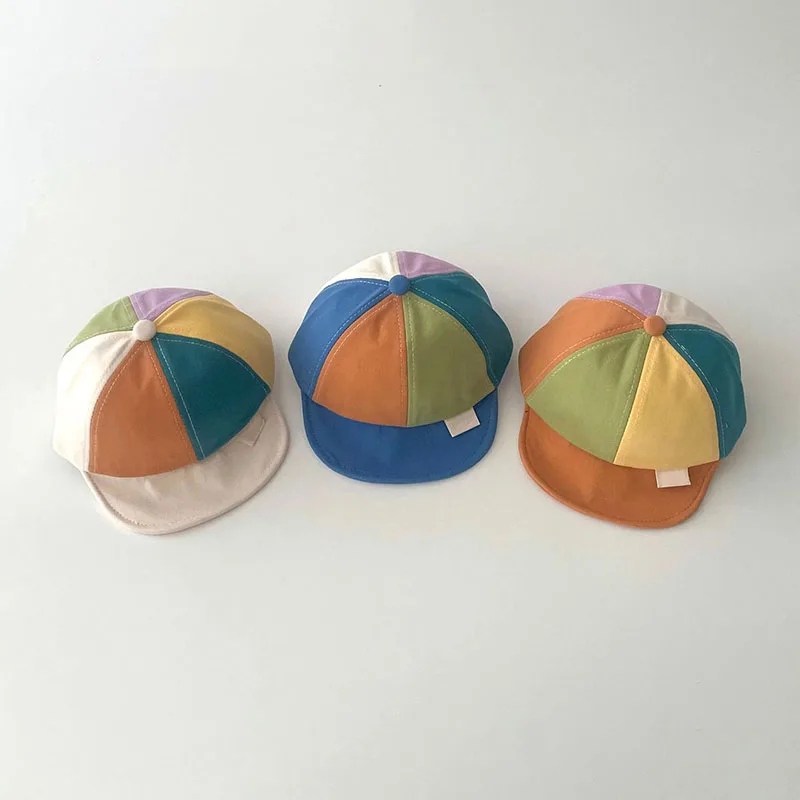 لطيف طفل قوس قزح بلغت ذروتها قبعة طفل موضة اللون كتلة بطة اللسان قبعة 3-18 متر صبي فتاة الرضع قبعة بيسبول الأطفال ظلة أقنعة #2