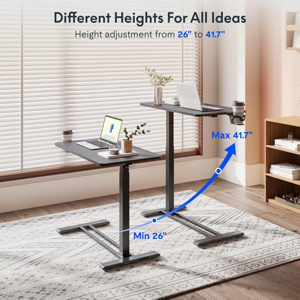 Adjustable C Table with Wheels, Mobile Snack Side End Table Sofa Couch Bedside Table Laptop Rolling Cart TV Tray Night