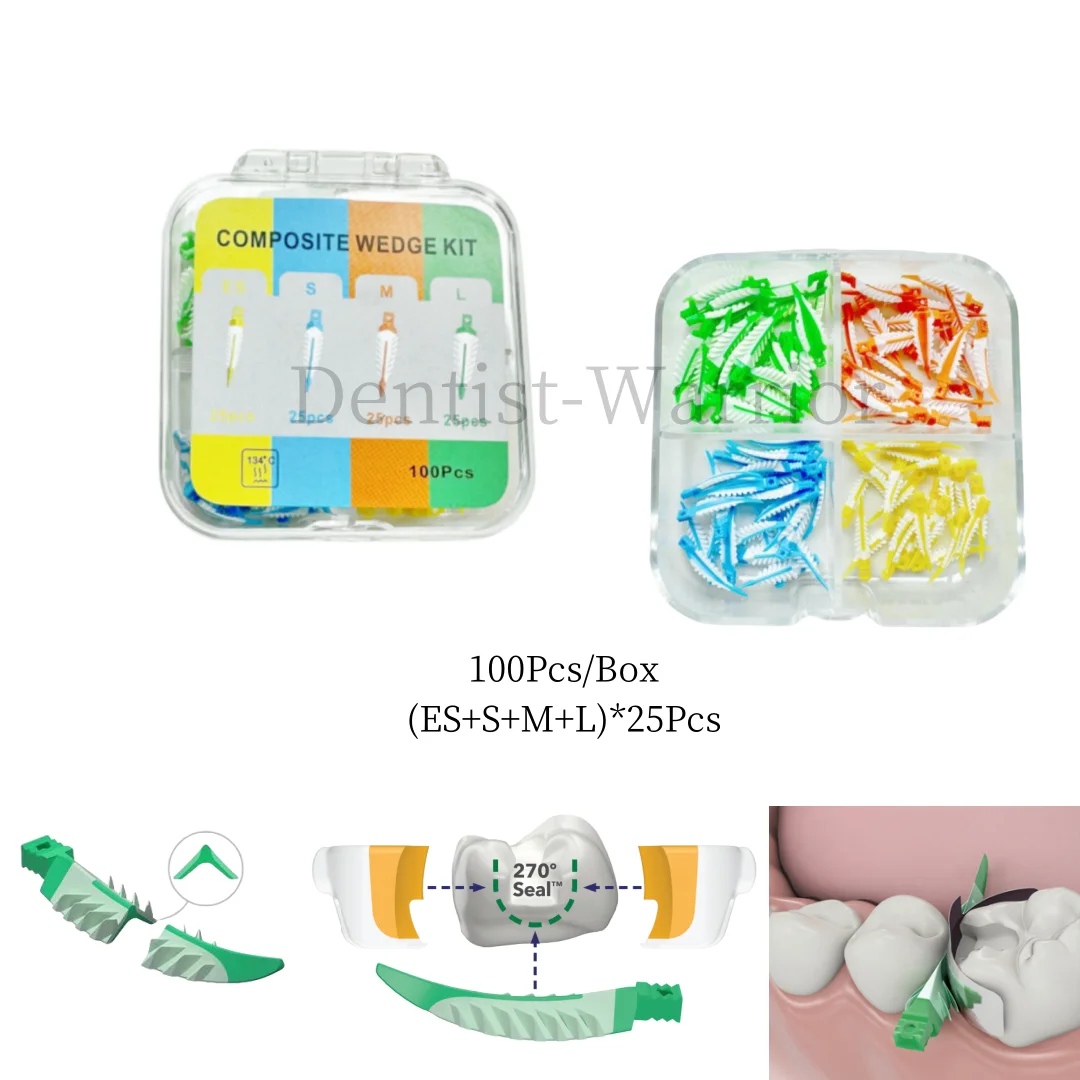 

Dental Strata Wedges Soft Face Cervical Seal Diastema Wedge Composite Restoration Matrix Bands ES/S/M/L Size 100Pcs/Box