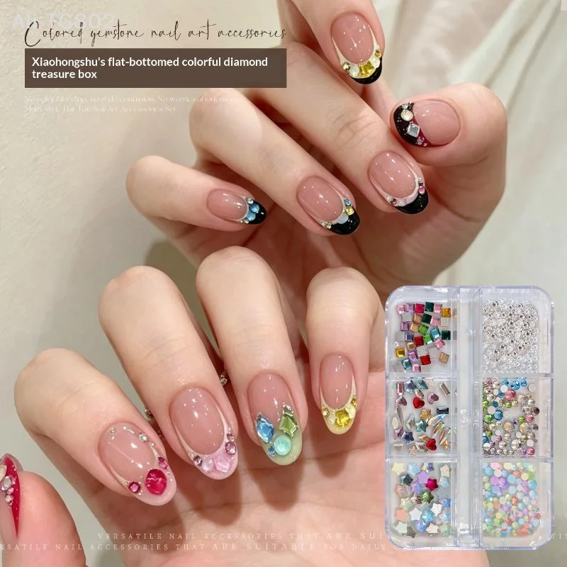 Neosfg Fadeless Multi-Shaped Colorful Flat Back Nail Rhinestones Set Perfect For Home DIY Manicure & Pro Salon Use