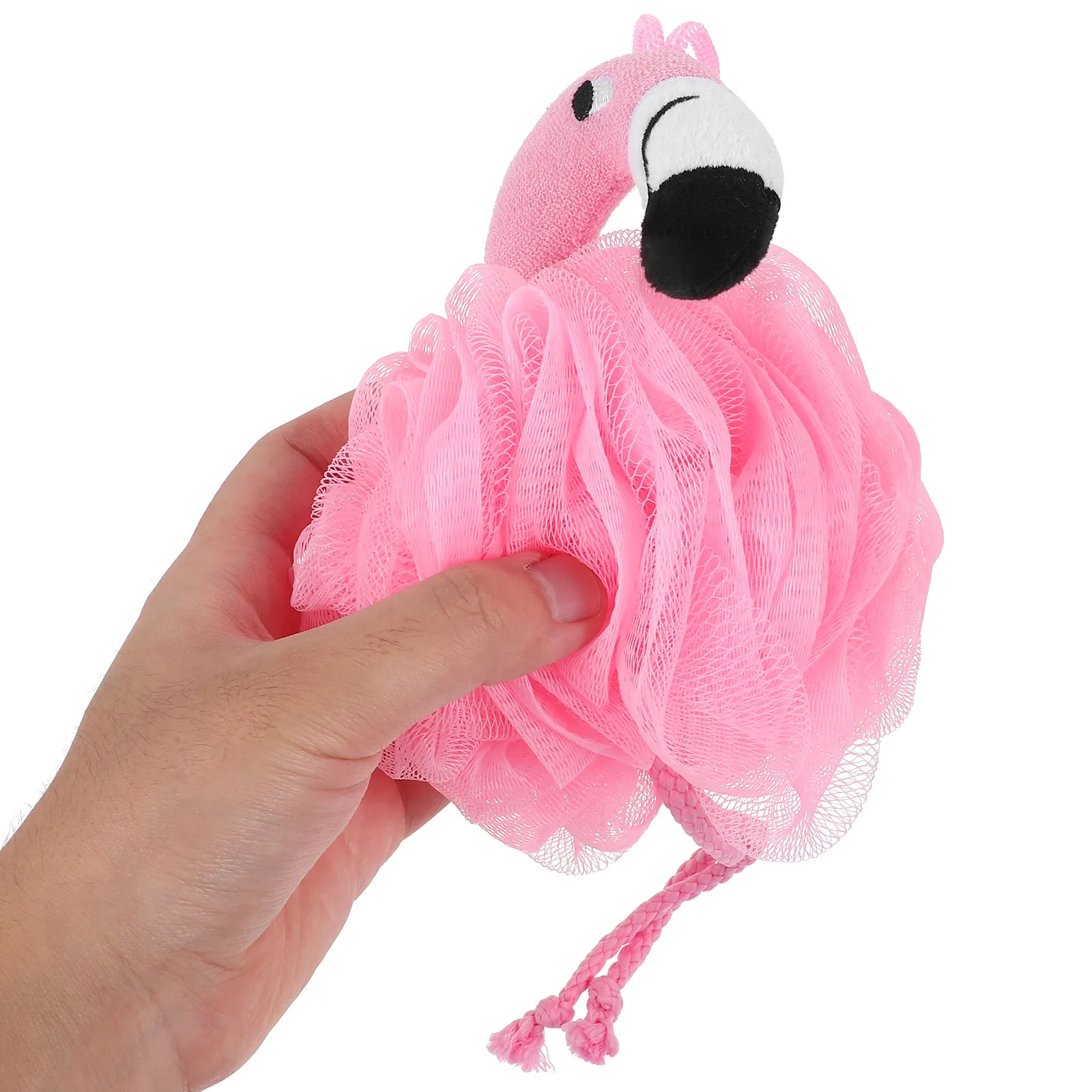 

Adorable Flamingo Shower Ball Pink Bath Mesh Pouf Sponge Soft Skin Exfoliating Bath Flower for Daily Use Bathing