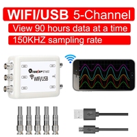 TOOLTOP 5 Channels WiFi 2.4G USB Synchronous Oscilloscope Sampling Rate 150kHz Automatic Amplitude Measure BNC Signal Data Input