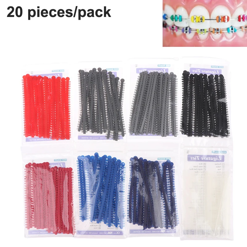 20 العصي تقويم الأسنان مطاطا روابط الأوعية الدموية العصابات الملونة للأقواس الأقواس علاج تقويم الأسنان #2