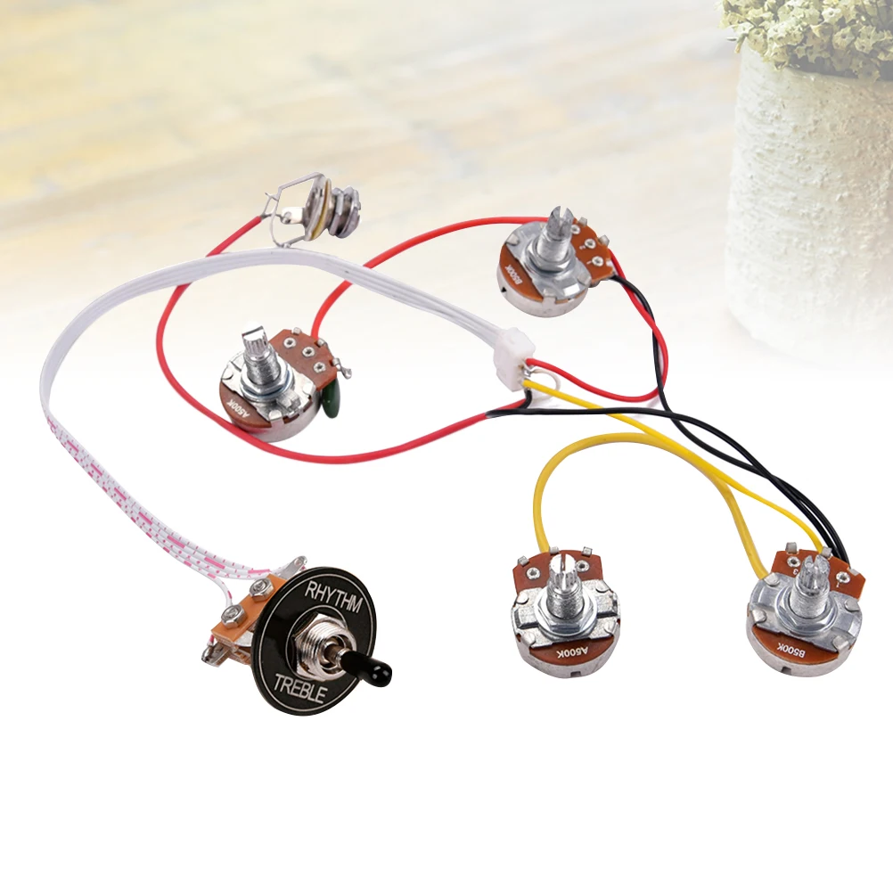 

Guitar Wiring Harness 2 Volume 2 Tones 3 Way Toggle A500K B500K Pots Electric Guitar Parts Accessories Tone Jack