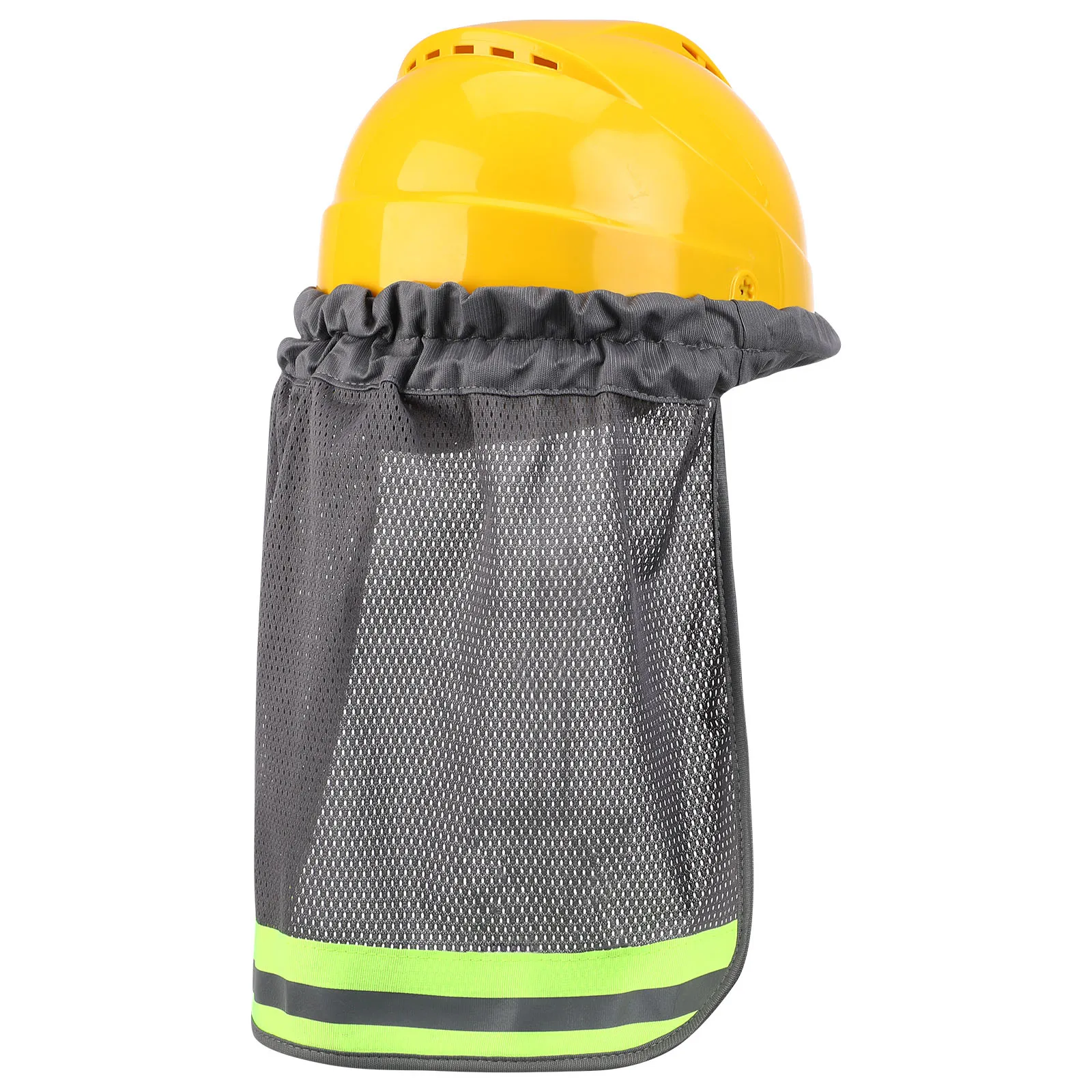 

Reflective Hat Cover Sunscreen Hard Hat Neck Shade Grey Color Breathable Mesh Design for Construction Workers Travel Use