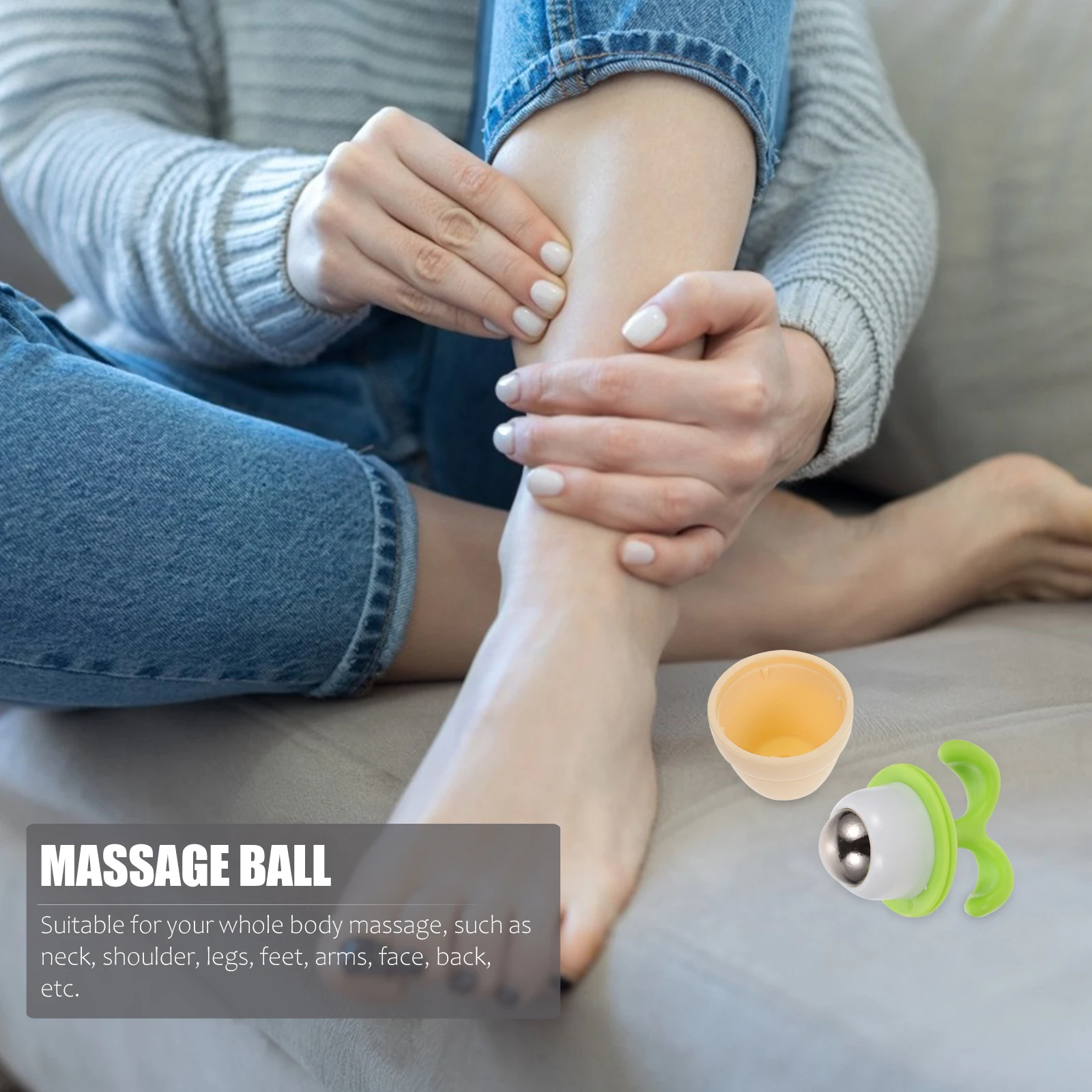 

2 pcs Roller Ball Massager Smooth Surface Portable Body Care Massager Stainless Steel Handheld Device For Full Body Massage