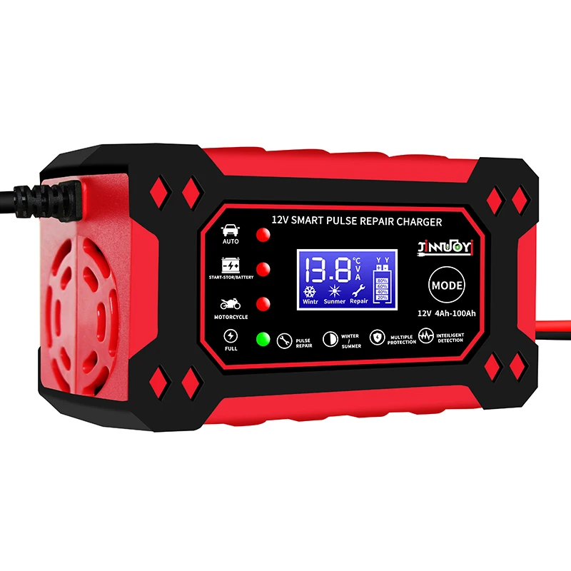 Nieuwe Auto Acculader 12V 6a Slimme Pulse Reparatie Oplader Snel Opladen Met Lcd Lood Zuur Batterij Voor Auto Motorfiets Minivan