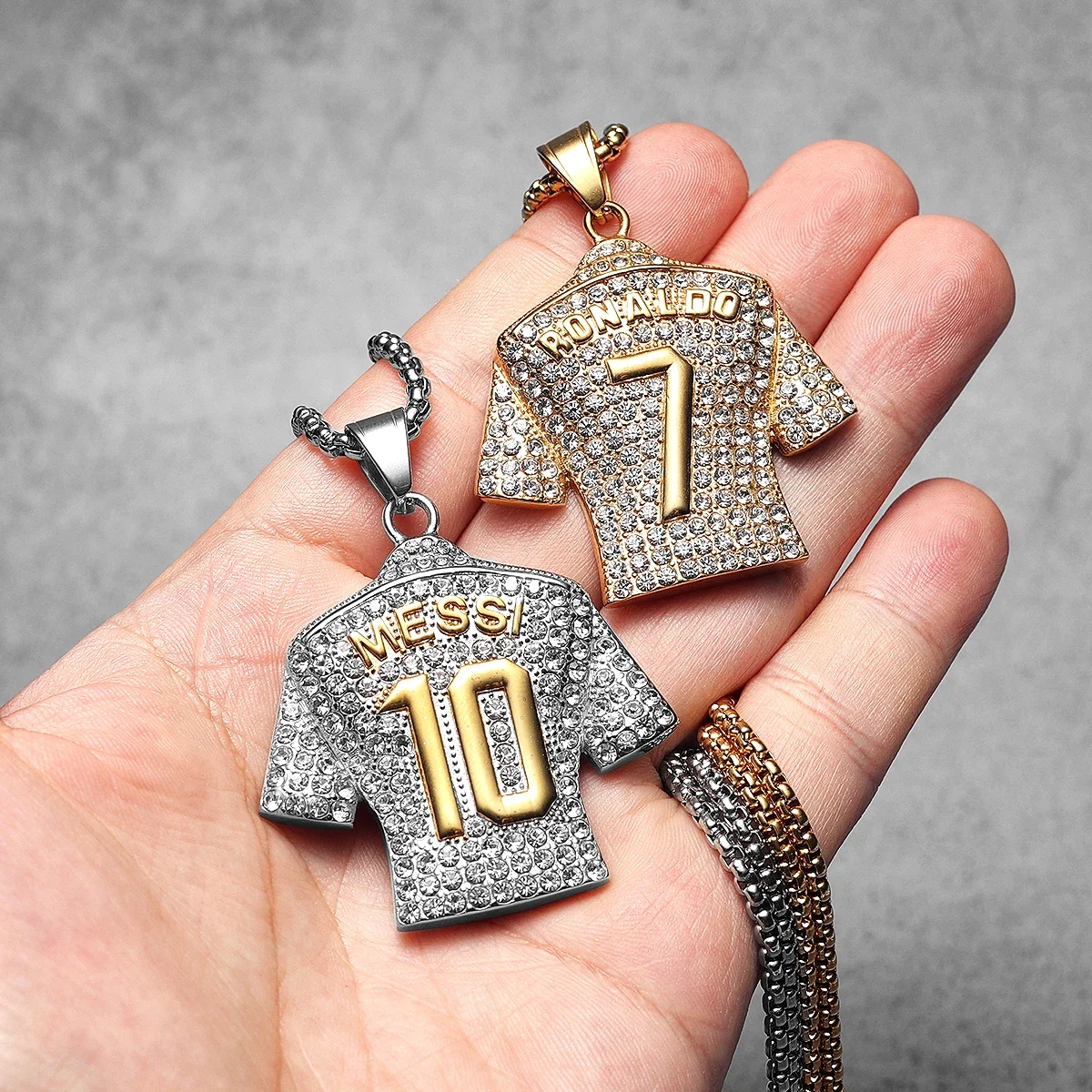 CR7 Messi Haaland Mbappé Neymar Football Jersey Men Necklaces Stainless Steel Pendant Chain Punk HipHop New In Jewelry Wholesale