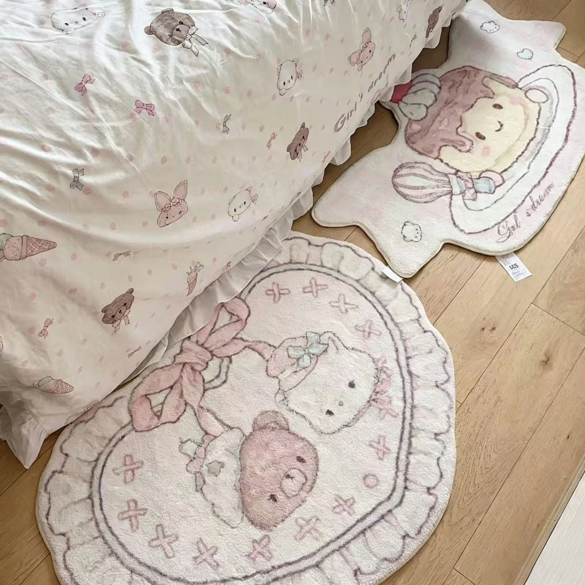Cute Cartoon Carpet Girl Floor Mat Bedroom Plush Bedside Imitation Cashmere Foot Mat Foot Coffee Table Anti-Slip Room Decoration