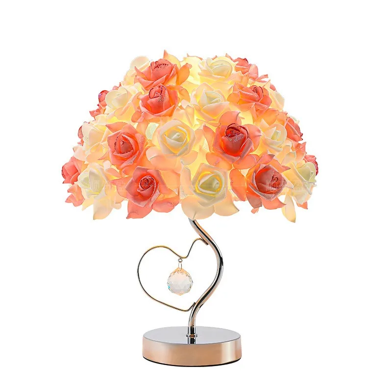 Nordic Postmodern Bedroom Lamp, Princess Wedding Room Bedside Lamp, Birthday Gift, Rose Decoration