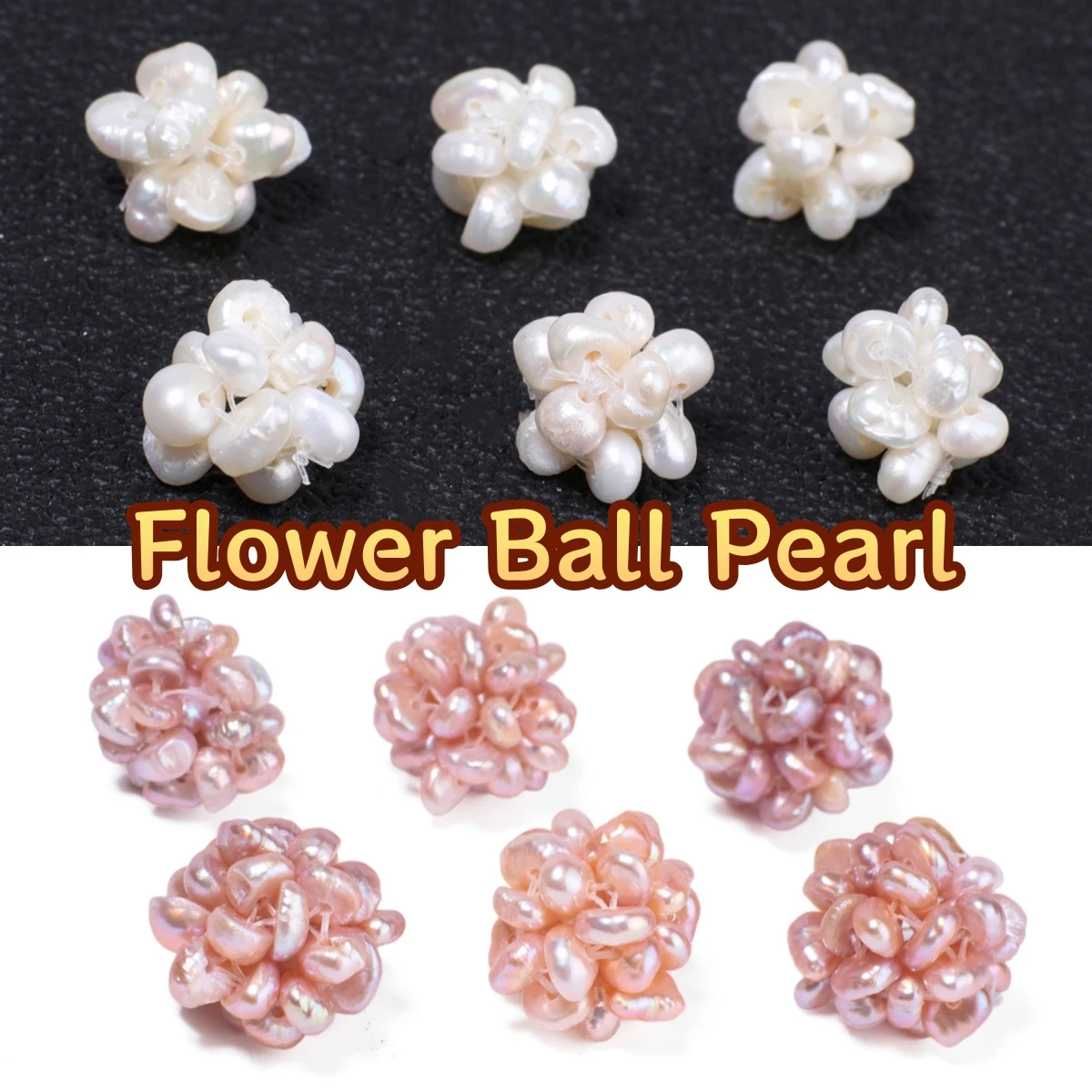 Image of 9-10/12-14mm Blumenkugel-Perlen Natürliche Süßwasserperlen Glatte Lose Abstandsperlen für Schmuckherstellung DIY Ohrringe Anhänger
