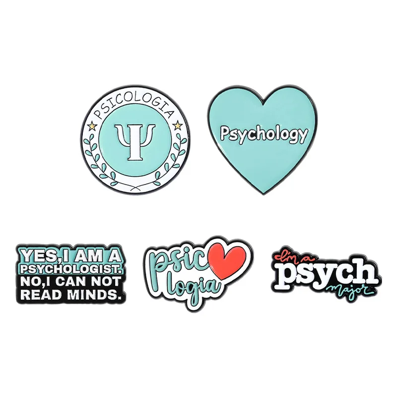 5 قطع من دبابيس المينا ذات الطابع النفسي - دبابيس من سبائك الكرتون اللطيفة مع اقتباسات ورموز روح الدعابة - شارات مينا ملونة نابضة بالحياة