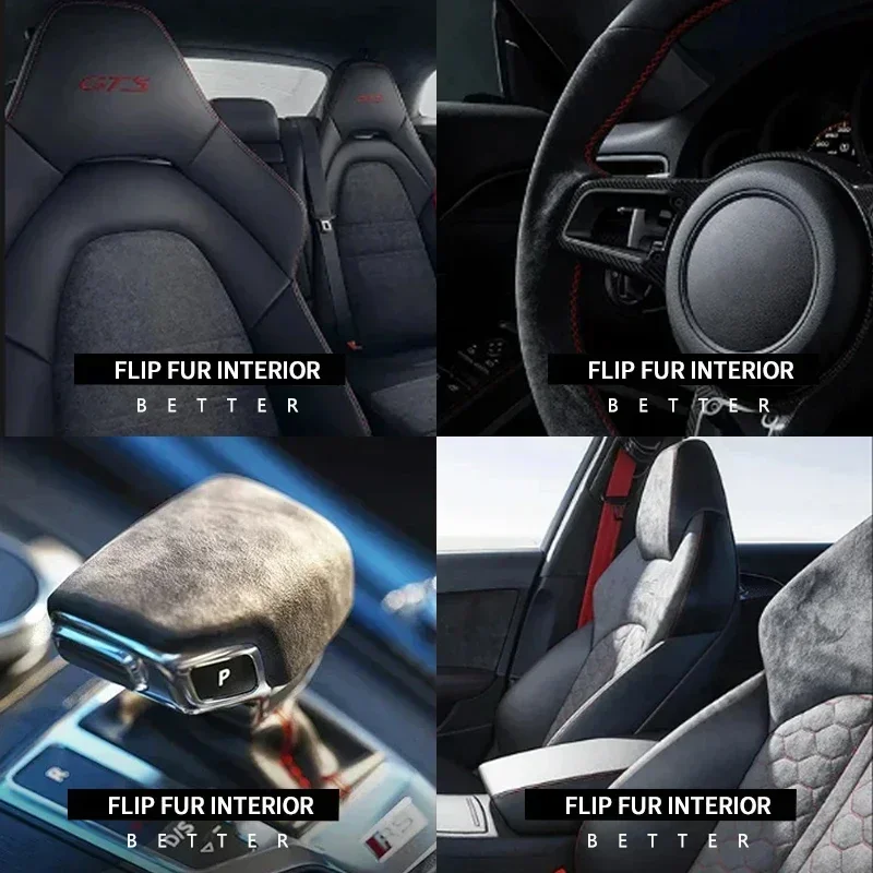 4Pcs Italian Premium Suede Car Door Window Lifter Switch Button Frame Decoration Cover Trim Protector For Tesla Model 3 Model Y