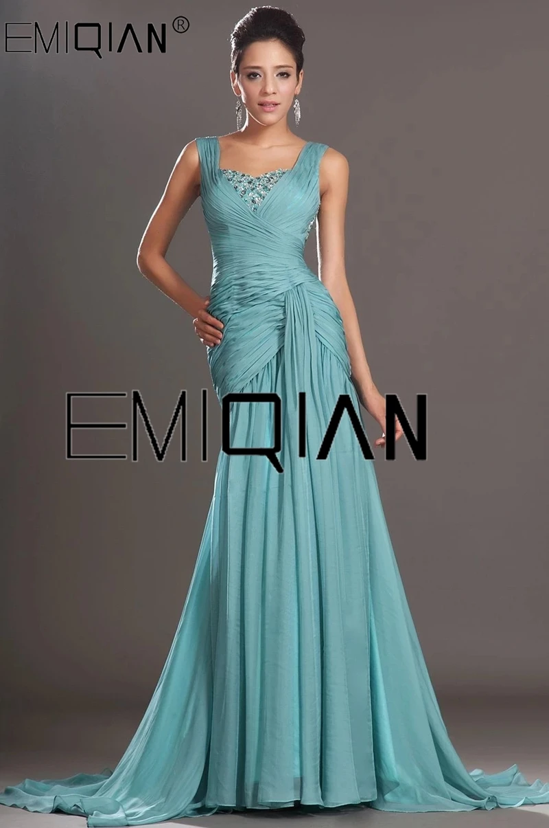 

Tank Mermaid Evening Dresses Sleeveless Beaded Chiffon Long Evening Gown Prom Dress