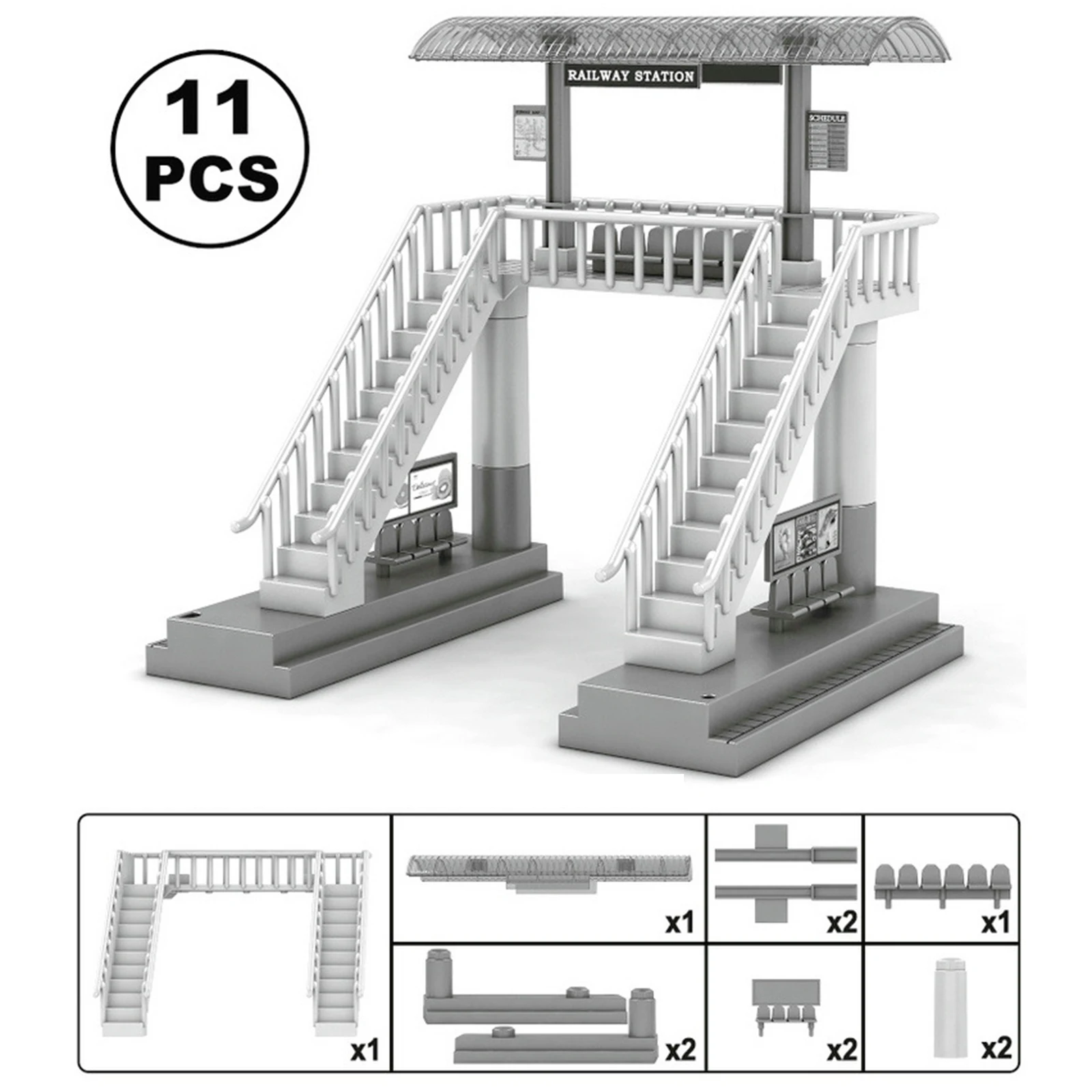 Train Station Station Platform Building Model for Micro Landscape Railway Railroad Diorama Accessories Railway Scenery