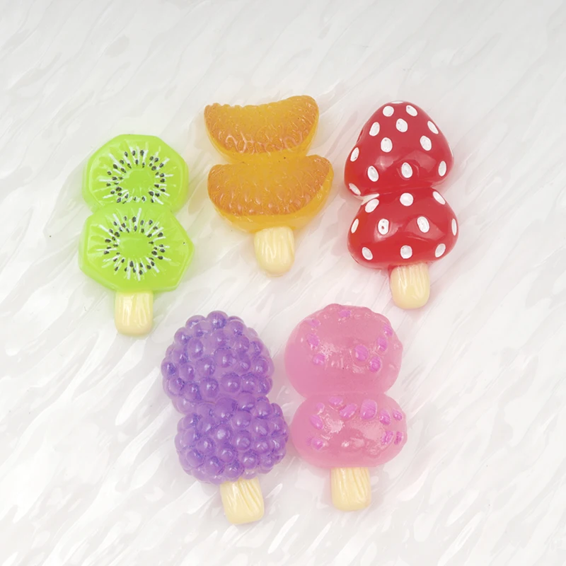 10/100pcs Cartoon Animal Fruit Ice Cream Resin Flatback Cabochon DIY Hairpin Imitation Food Art Supply Decoration Charm Crafts