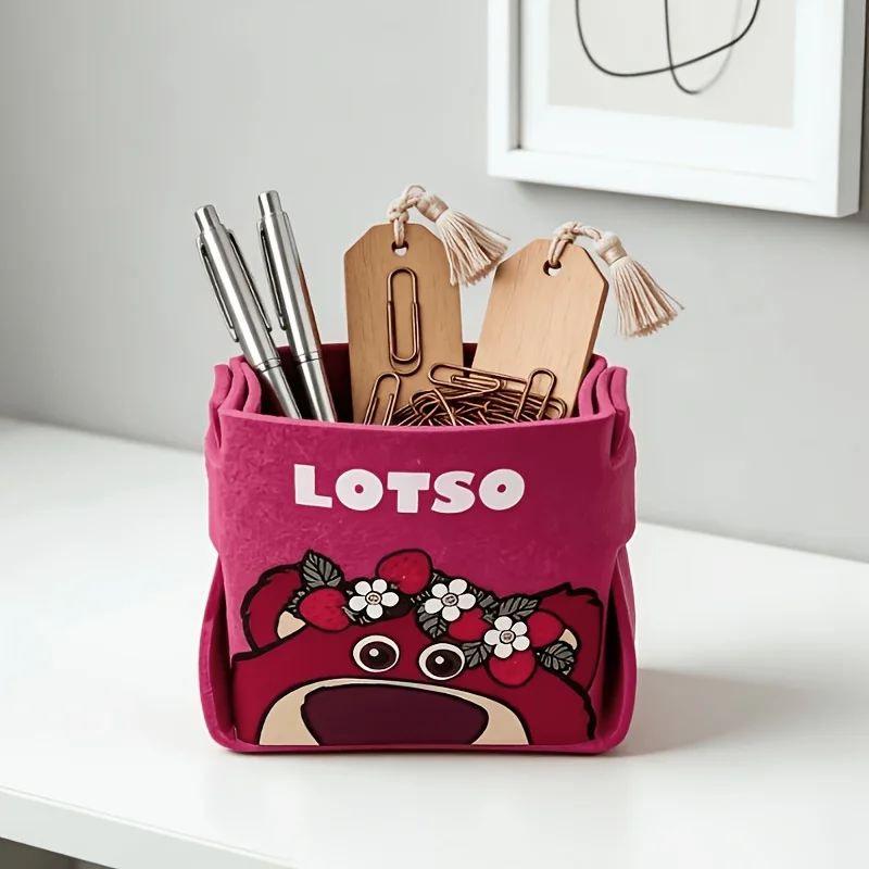 Value Pack 1pc Disney Cartoon Lotso Bear Themed Foldable Desktop Stationery Organizer, Cosmetic Storage Box, Perfect As a Gift view 3